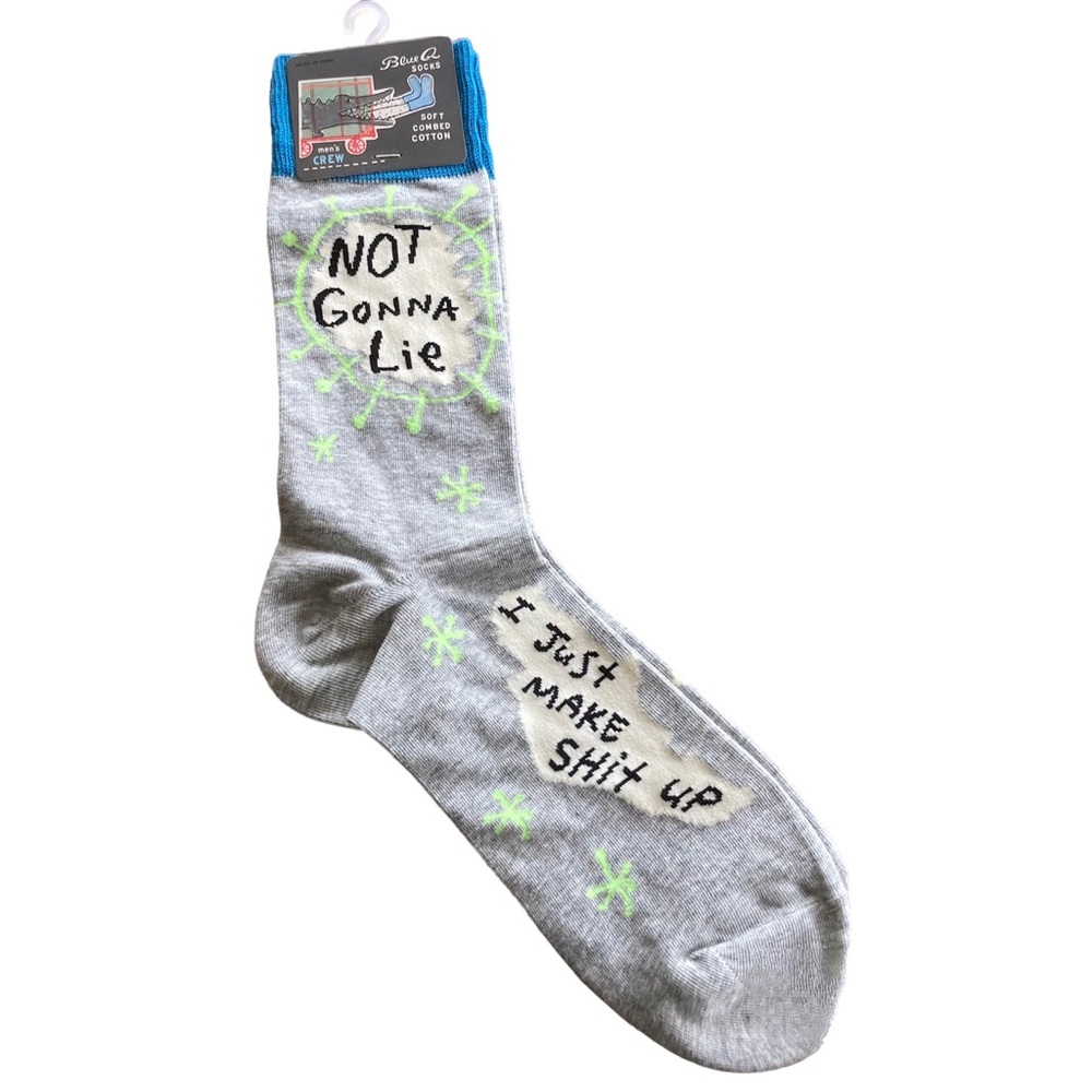 Blue Q men’s “Not gonna lie” soft combed cotton crew socks 7-12